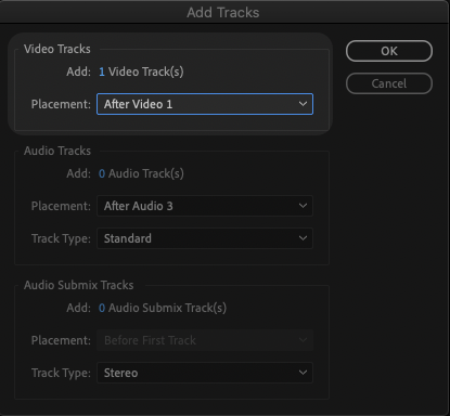Fig. 6: Add Tracks Settings
